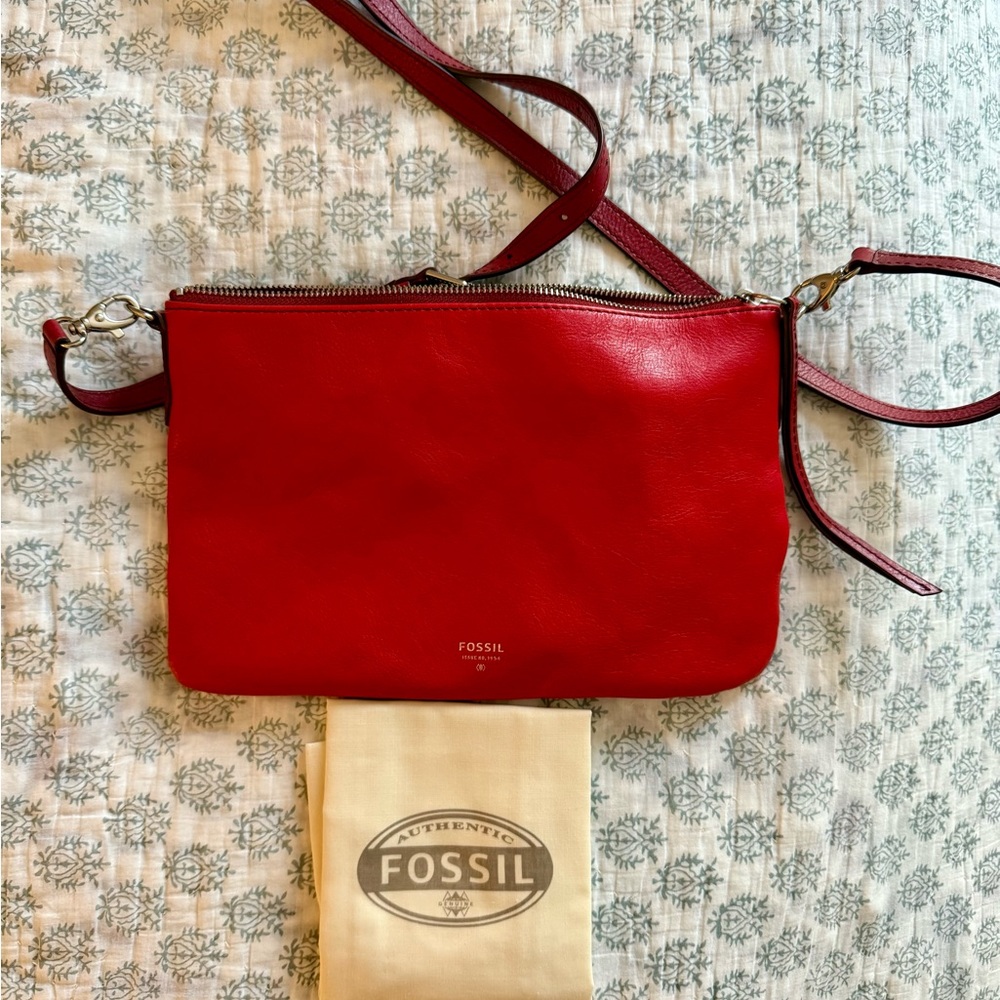 Fossil Cherry Red Crossbody Bag